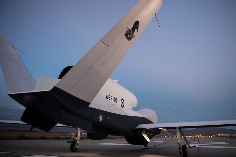 Australia’s first multi-intelligence MQ-4C Triton at Northrop Grumman’s Palmdale Aircraft Integration Center in California.